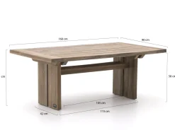 ROUGH-L Garten Lounge Esstisch 160x90x61 cm