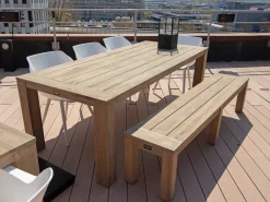 ROUGH-S 220 cm Gartenmöbel-Set mit Bank 5-teilig stapelbar
