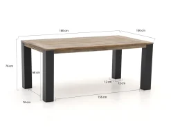 ROUGH-S/ROUGH-X 180 cm Gartenmöbel-Set mit Bank 4-teilig stapelbar