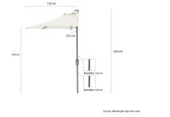 Shadowline balkon-Sonnenschirm 255x135 cm