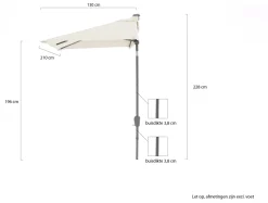 Shadowline balkon-Sonnenschirm 210x130 cm