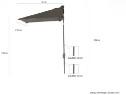 Shadowline balkon-Sonnenschirm 210x130 cm