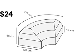 SUNS Gartenmöbelabdeckung S24 Blocchi Lounge Eckelement 2-Sitzer 277x120x87 cm