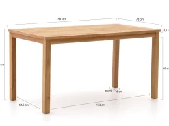 Sunyard Veronica/Liverpool 145 cm Gartenmöbel-Set 5-teilig verstellbar
