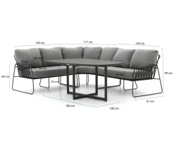 Tierra Outdoor Rivera Dining Lounge-Set 3-teilig