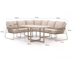 Tierra Outdoor Rivera Dining Lounge-Set 3-teilig