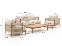 Zavelli Convivia Sessel-Sofa Lounge-Set 4-teilig 4-Sitzer