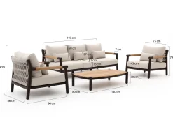 Zavelli Divina Sessel-Sofa Lounge-Set 4-teilig 5-Sitzer